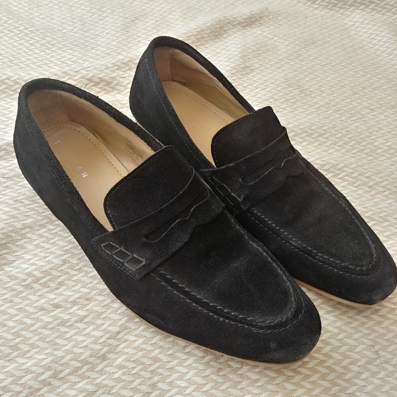 Topman Colburn Suede Penny Loafers black size 12 - Picture 3 of 9